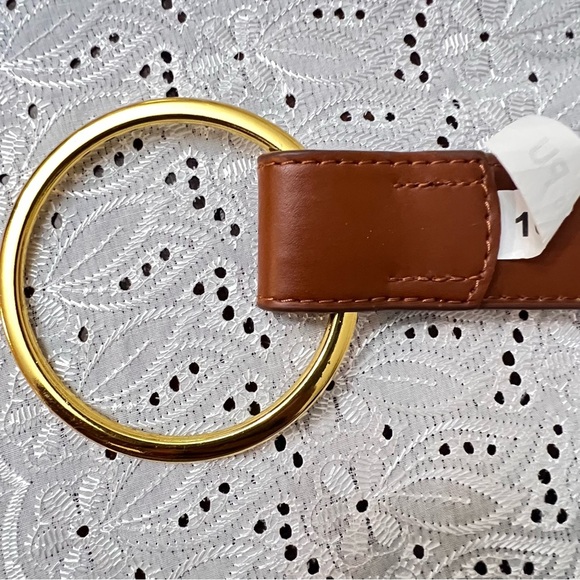 Lauren Ralph Lauren Womens Equestrian Gold Ring Brown Faux Leather Belt Size 10 - Picture 3 of 7